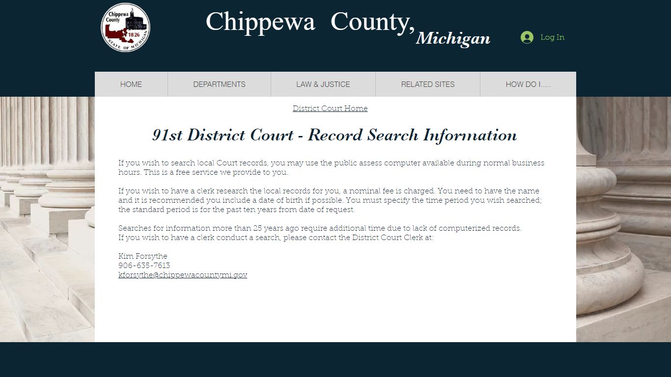 91st DC RECORD SEARCH - Chippewa county Michigan